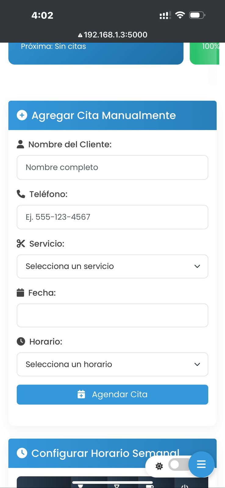 Panel de estadísticas diarias